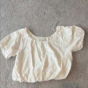 Moon River Cream Puff Sleeve crop shirt